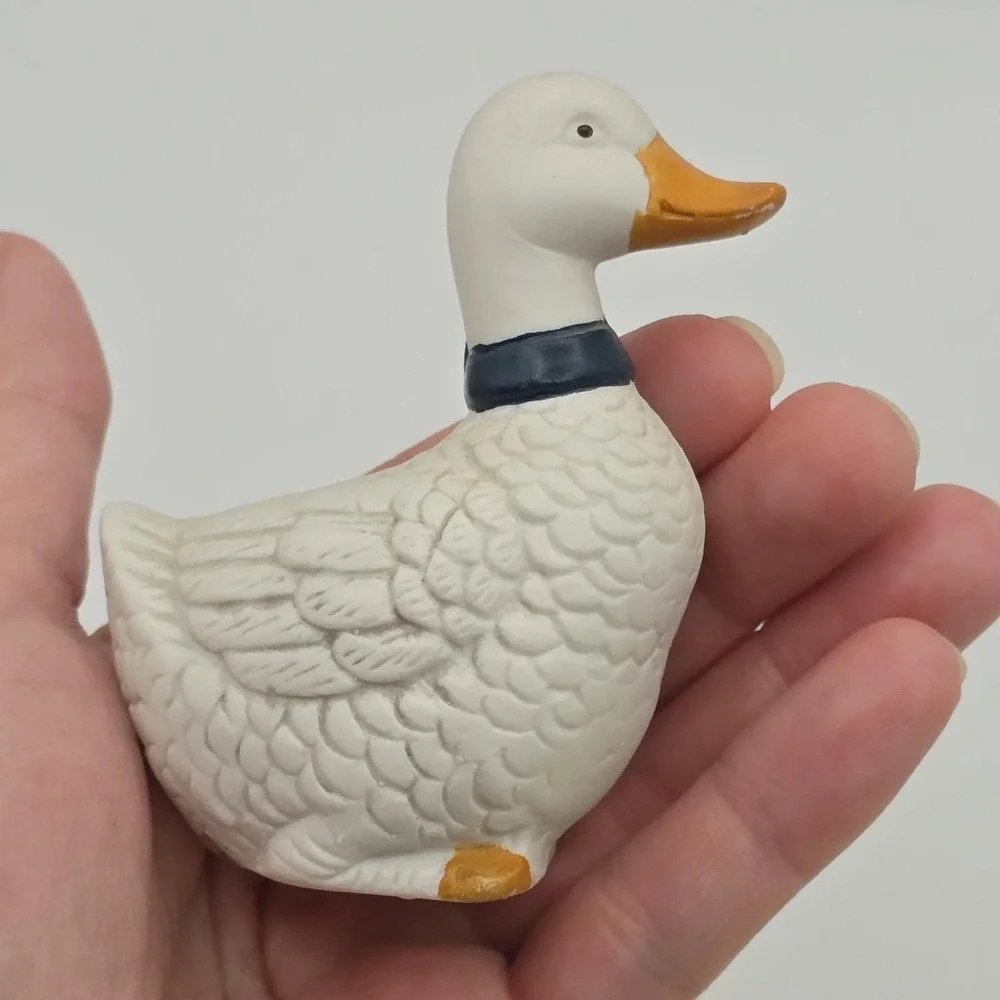 Goose Salt & Pepper Shakers Blue Ribbon Bow Geese Vintage